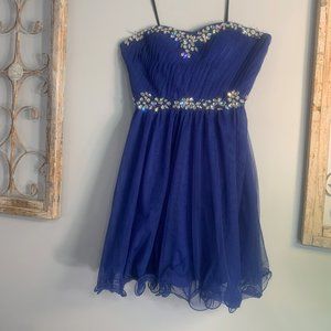 DEB cocktail dress, blue, mini, size 5/6